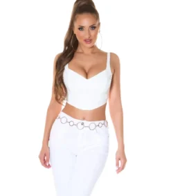 Koucla valkoinen latex look lyhyt toppi