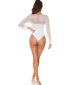 Koucla valkoinen mesh-body pussihihoilla
