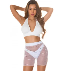 Koucla valkoinen mesh minihame glitterillä