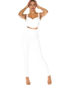 Koucla valkoiset korkeavyötäröiset latex look housut