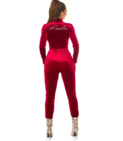 Koucla viininpunainen samettijumpsuit