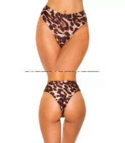 Leokuvioiset korkeavyötäröiset brazilian bikinihousut