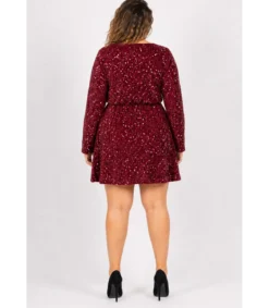 Lilie viininpunainen v-paljettimekko (plus size)