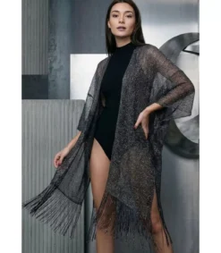 MARCO kimaltava musta kimono hapsuilla