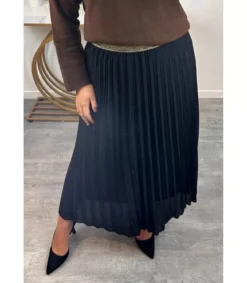 Mily musta pitkä vekkihame kultaisella vyötäröresorilla (plus size)