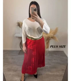 Mily punainen pitkä vekkihame kultaisella vyötäröresorilla (plus size)