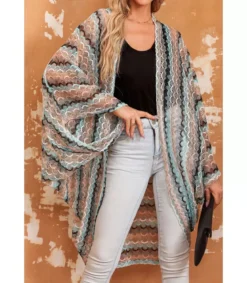 Monivärinen leveähihainen kimono