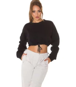 Musta crop collegepaita nauhoilla