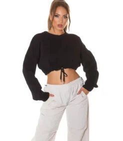 Musta crop collegepaita nauhoilla