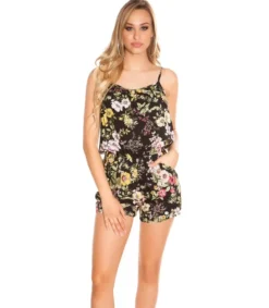 Musta kukkakuvioinen playsuit