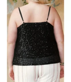 Musta paljettikoristeinen toppi (plus size)
