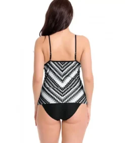 Mustavalkoinen printtikuvioinen v-tankini
