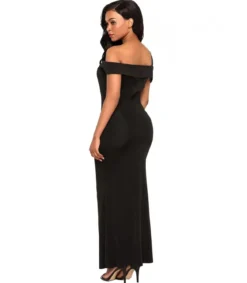 Musta yksiolkaiminen off-shoulder maksimekko