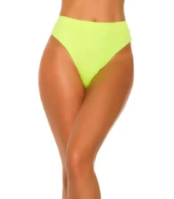 Neonvihreät korkeavyötäröiset brazilian bikinihousut