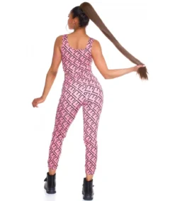 Pinkki crop top printtikuvioinen joggerisetti