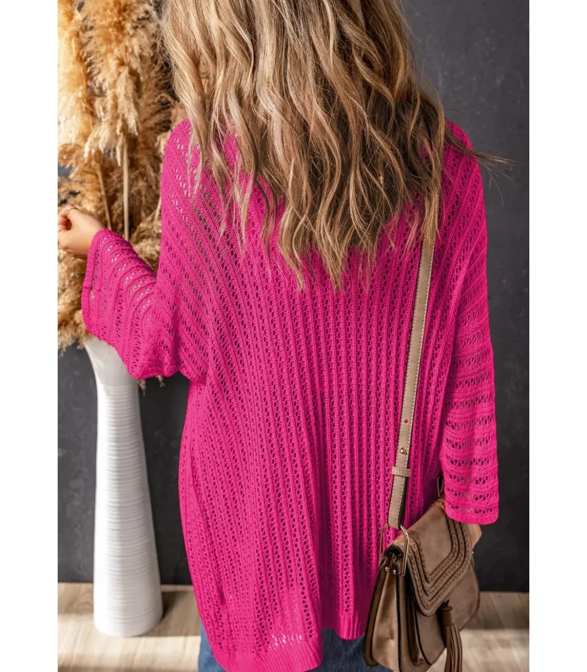 Pinkki virkattu kimono