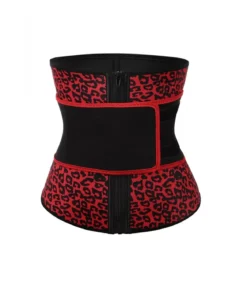 Punamusta leopardikuvioinen waist trainer -vyötärökorsetti