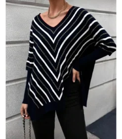 Rosy Days musta oversized neule v-raidoilla
