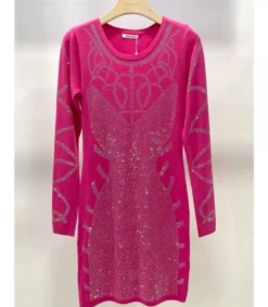 Rosy Days pinkki neulemekko strasseilla