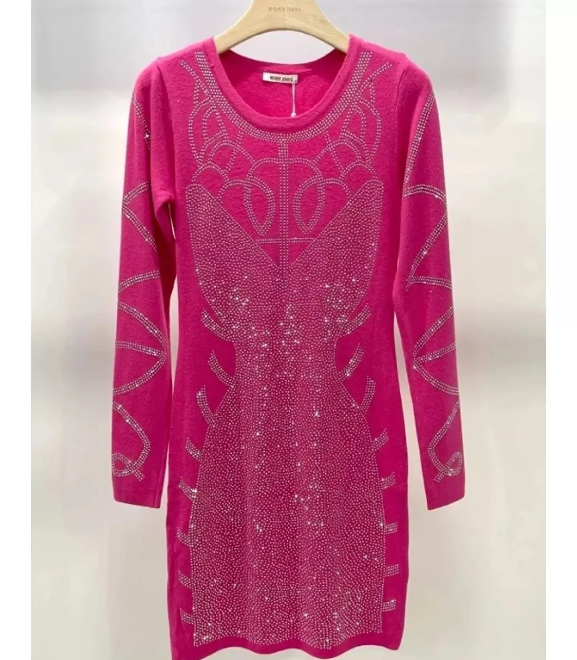 Rosy Days pinkki neulemekko strasseilla