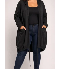 RZ fashion musta pitkä paitatakki siivillä (plus size)