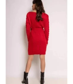 RZ Fashion punainen neulemekko vyöllä