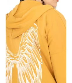 RZ fashion sinapinkeltainen pitkä paitatakki siivillä (plus size)