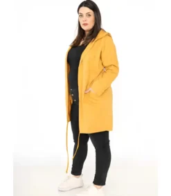 RZ fashion sinapinkeltainen pitkä paitatakki siivillä (plus size)