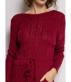 RZ Fashion viininpunainen midineulemekko taskuilla