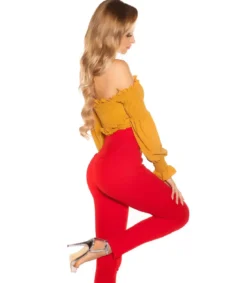 Sinapinkeltainen pitkähihainen lyhyt wrap-look latinapaita