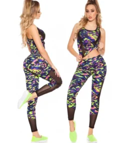 Siniset leoprinttiset mesh treenitrikoot + toppi