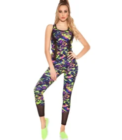 Siniset leoprinttiset mesh treenitrikoot + toppi