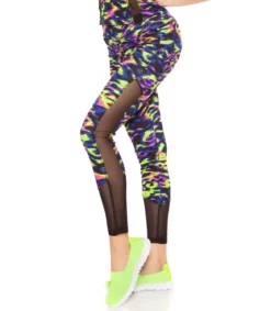 Siniset leoprinttiset mesh treenitrikoot + toppi