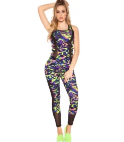 Siniset leoprinttiset mesh treenitrikoot + toppi