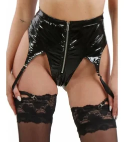 Soisbelle mustat latex look sukkanauhaliivit hotpantseilla