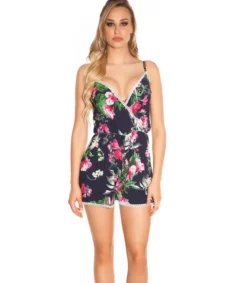 Tummansininen kukkakuvioinen v-playsuit