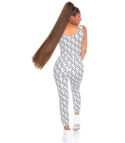 Valkoinen crop top printtikuvioinen joggerisetti