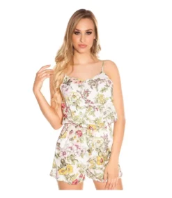 Valkoinen kukkakuvioinen playsuit
