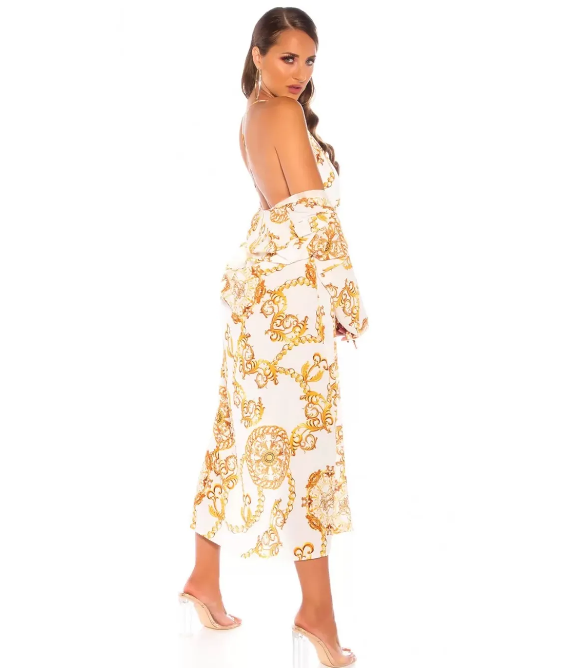 Valkoinen printtikuvioinen kimono