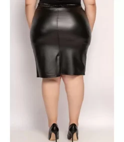 Veti Style musta tekonahkahame vetoketjuilla (plus size)