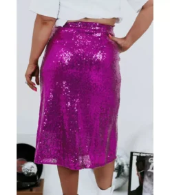 Violetti polvipituinen paljettihame (plus size)