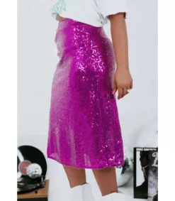 Violetti polvipituinen paljettihame (plus size)