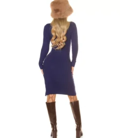 WHOO tummansininen neulemekko halkiolla