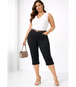World Fashion mustat caprit (plus size)