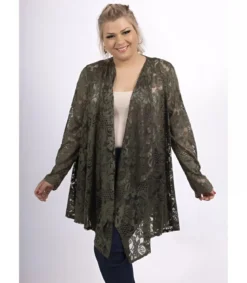 2W Paris khaki pitsinen neuletakki (plus size)